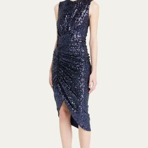 Michael Kors Collection's stunning navy sequin tulip midi dress Size 6 NWT